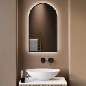 EMPIREMB500 Arched Black Backlit Heated Bathroom Mirror with Lights 500 x 800mm - Empire