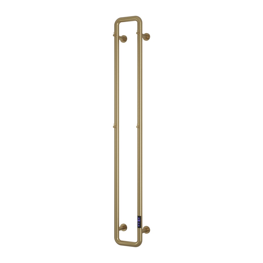 Reina Pelmo Brass Vertical Electric Towel Radiator - 1500 x 200mm