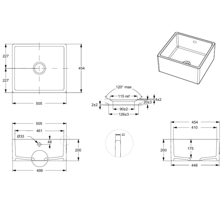 Single Bowl White Ceramic Undermount Belfast Kitchen Sink - Taylor & Moore Esme 