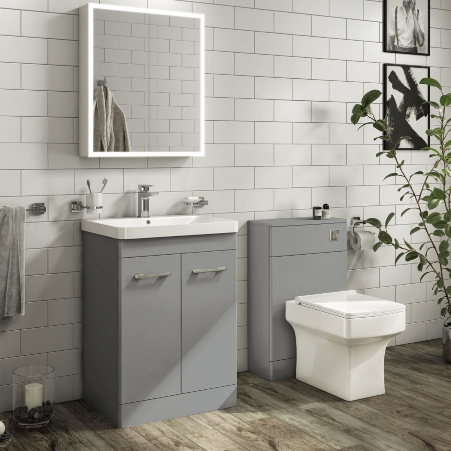 500mm Grey Back to Wall Toilet Unit Only - Camborne