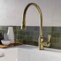 EVESLBBRPO Brass Single Lever Pull Out Traditional Monobloc Kitchen Mixer Tap - Enza Evelyn
