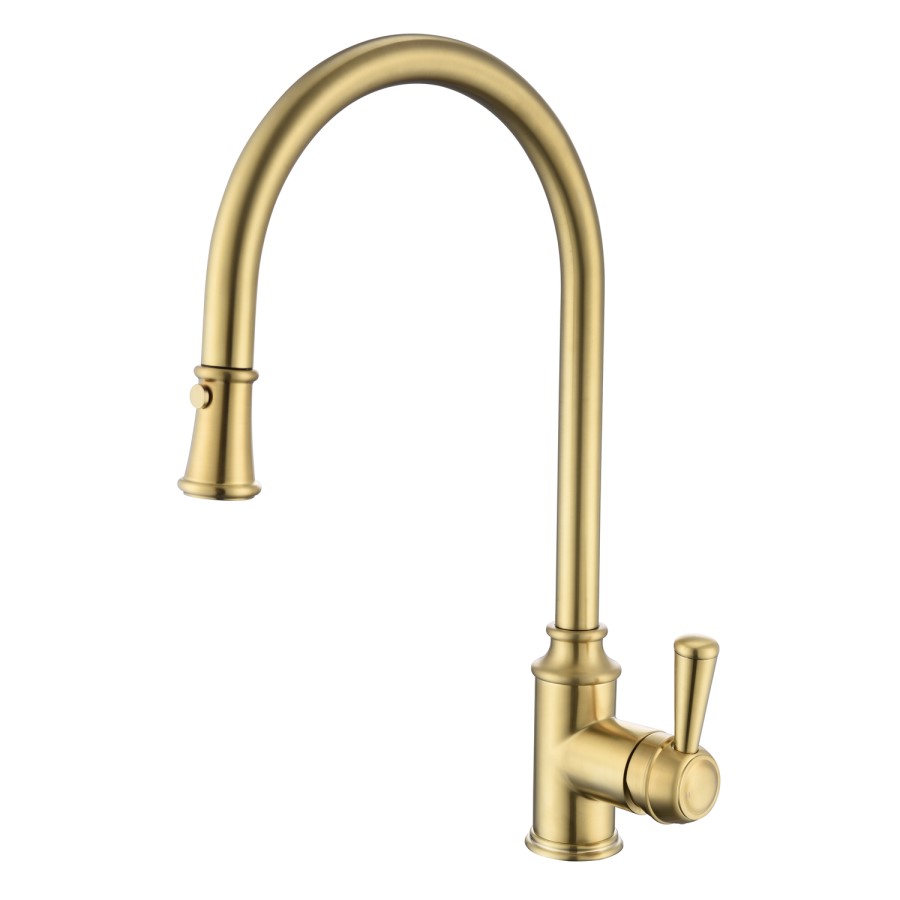 ONLY OPENED - Traditional Single Lever Pull Out Brass Kitchen Mixer Tap - Evelyn