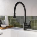 EVESLMBPO Black Single Lever Pull Out Traditional Monobloc Kitchen Mixer Tap - Enza Evelyn