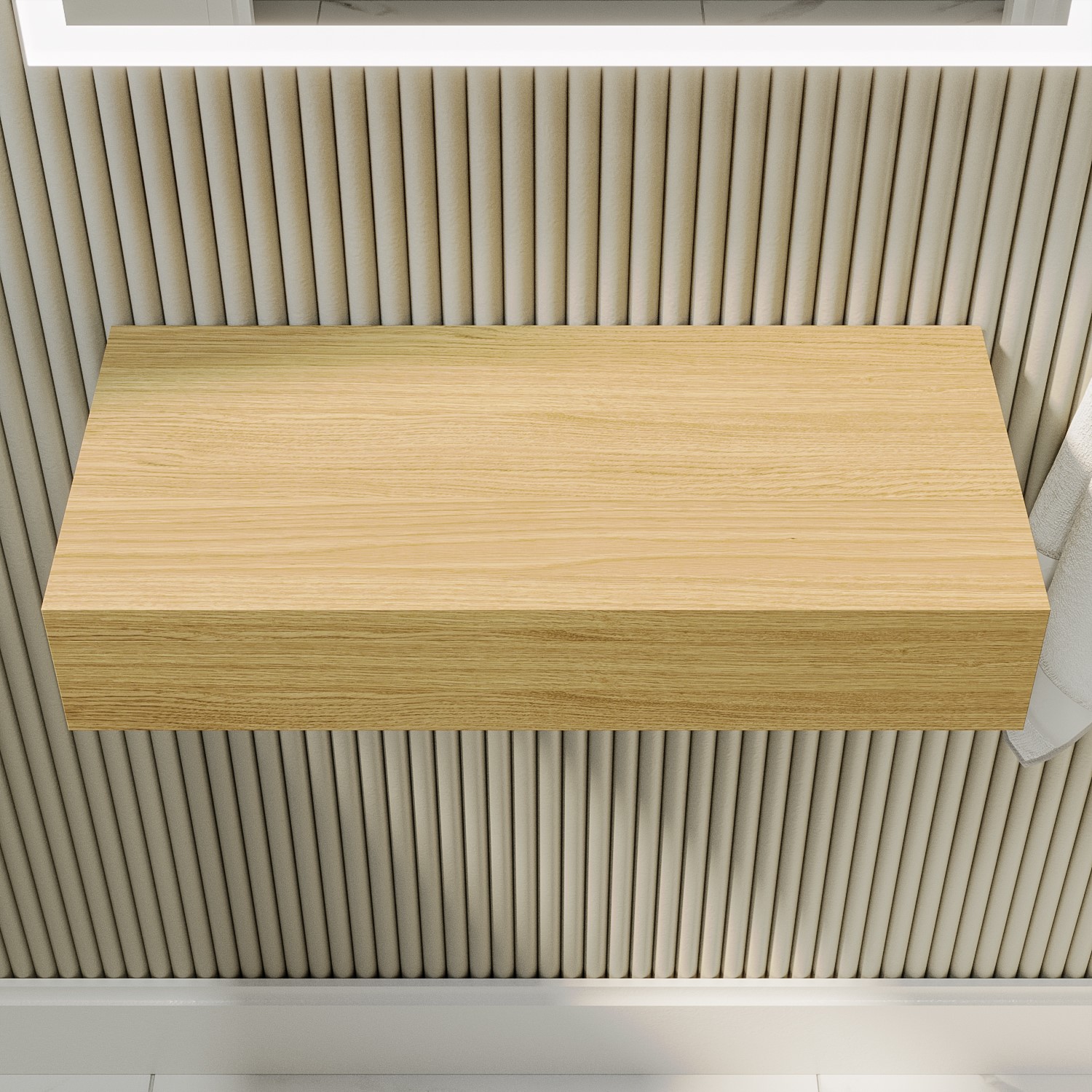 560mm Wood Effect Wall Hung Countertop Basin Shelf Evora Better Bathrooms