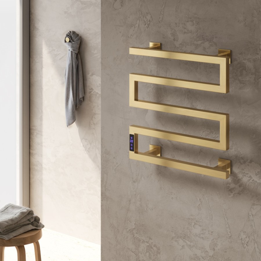 Reina Vispa Brass Designer Towel Radiator 510 x 500mm