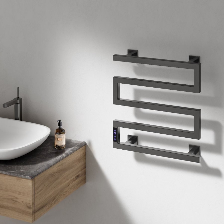 Reina Vispa Gunmetal Grey Designer Towel Radiator 510 x 500mm