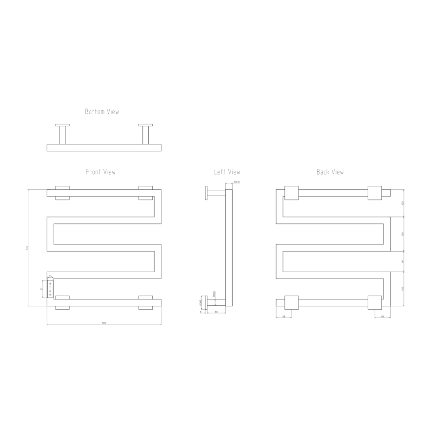 Reina Vispa Gunmetal Grey Designer Towel Radiator 510 x 500mm