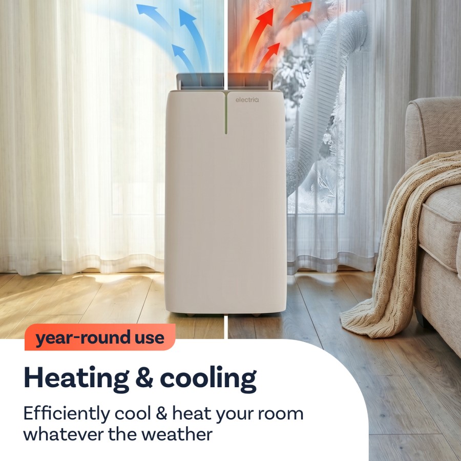 electriQ EcoPlus 10000 BTU  A+ Low Energy  Smart Quiet Portable AC & Heater