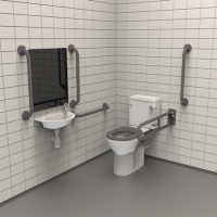 Close coupled Doc M toilet pack steel exposed fixings grey Close coupled Doc M toilet pack steel exposed fixings grey