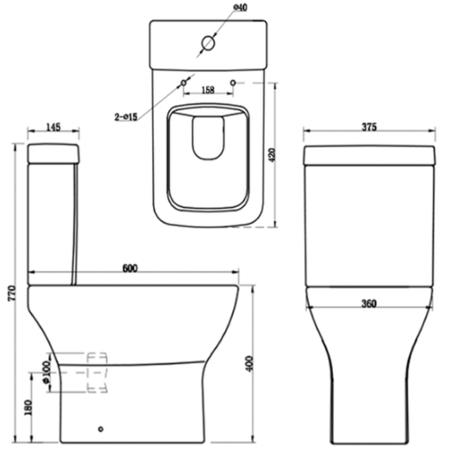 Lavender Close Coupled Toilet with Wrap Over Soft Close Seat