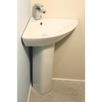 Fair Cloakroom Corner Sink with Pedestal - 1 Tap Hole