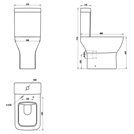 Lavender Compact Close Coupled Toilet with  Slimline Soft Close Seat