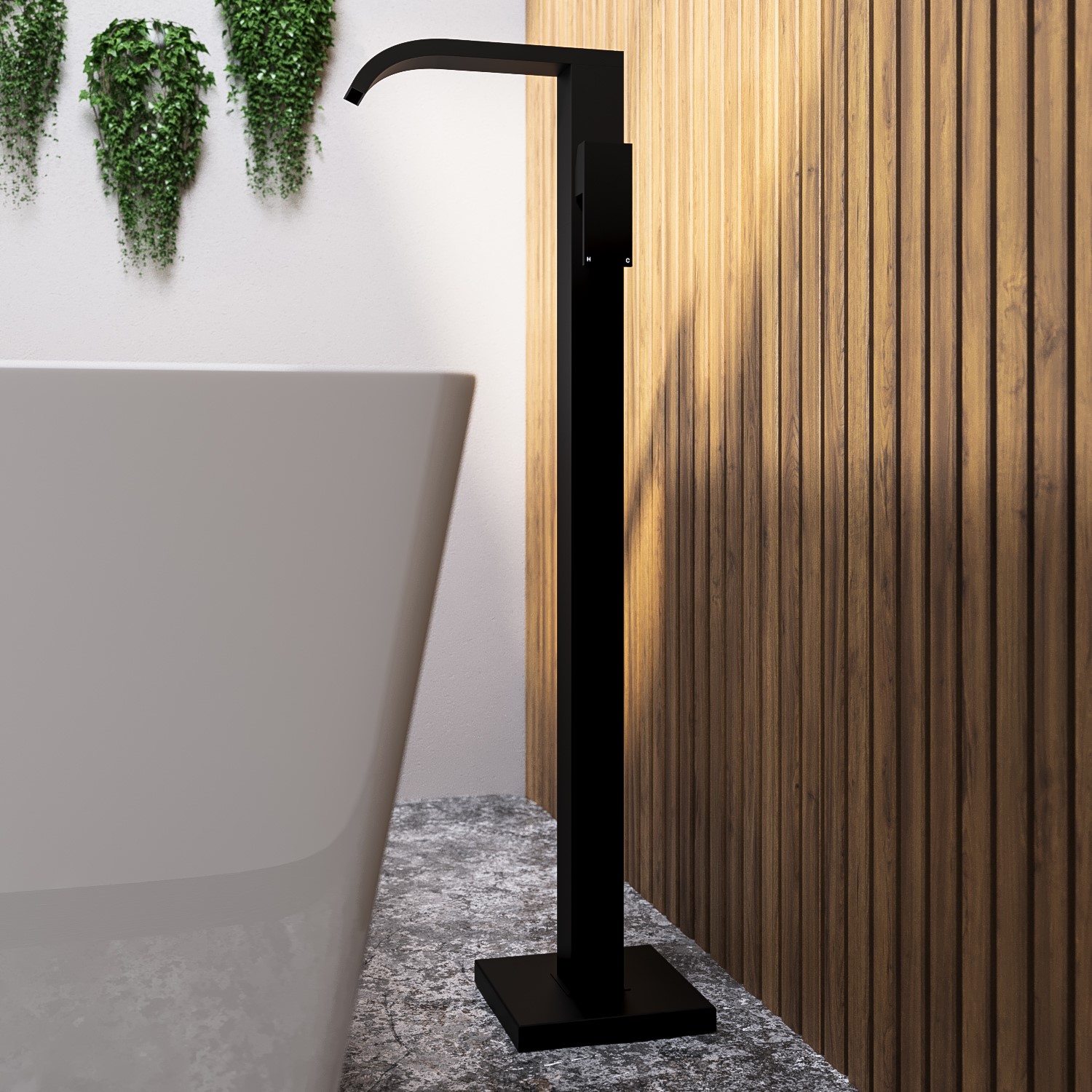 Black Freestanding Bath Filler Mixer Tap Falls Better Bathrooms