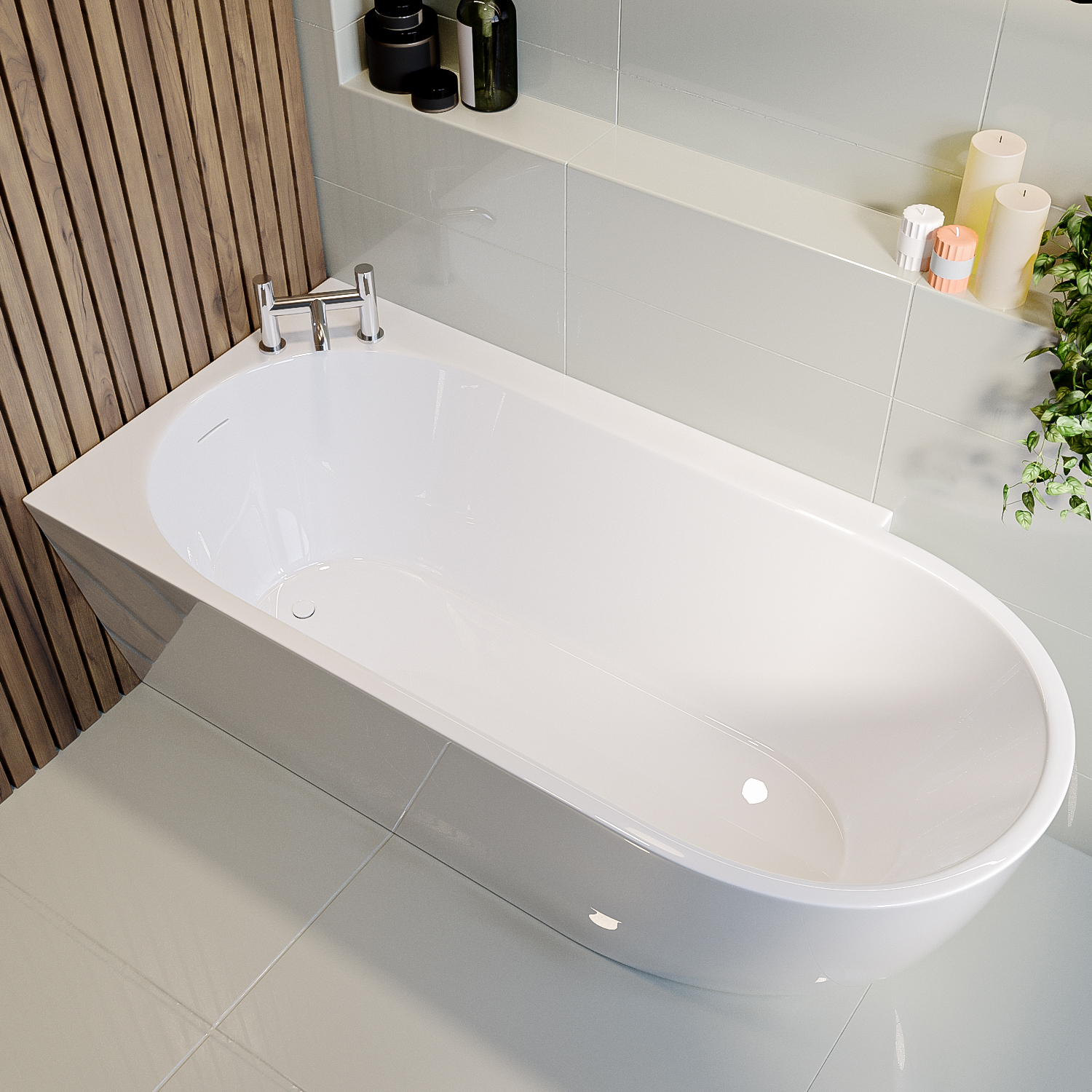 Freestanding Single Ended Left Hand Corner Bath 1650 x 780mm Faro
