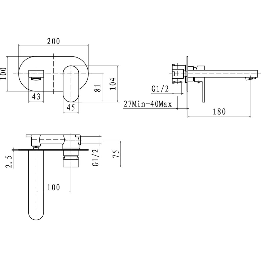 Ronda Wall Mounted Basin Mixer Tap