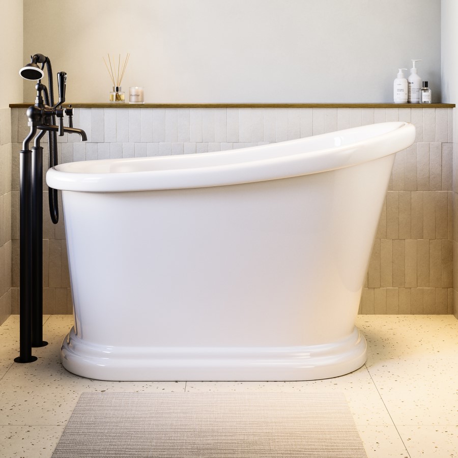 White Roll Top Deep Freestanding Bath 1300 x 720mm - Florence