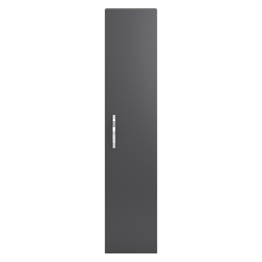 Grey Wall Hung Tall Bathroom Storage Unit - H1400mm