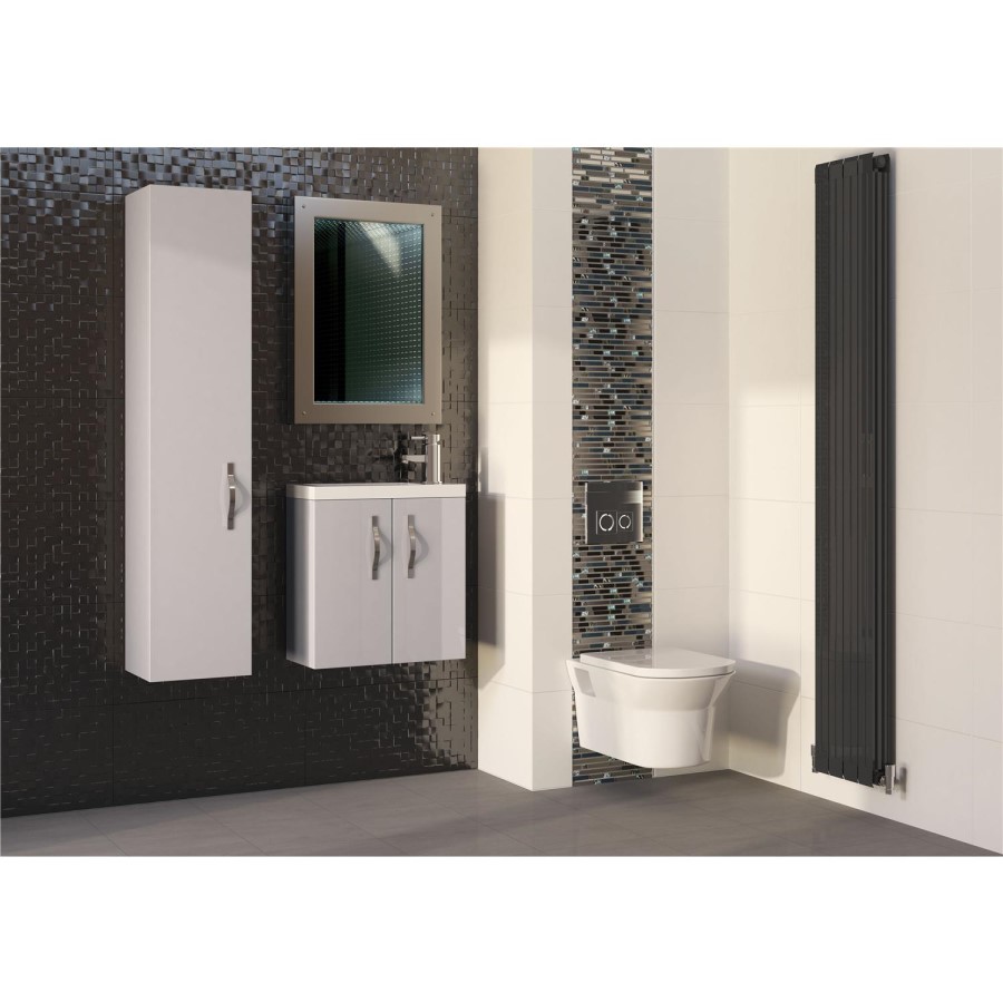 Cashmere Wall Hung Tall Bathroom Storage Unit - H1400mm