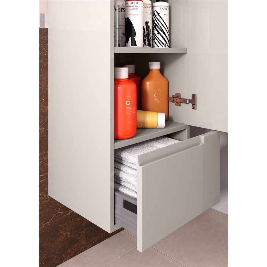 Tall Cashmere Bathroom Storage Unit - W400 x H1400