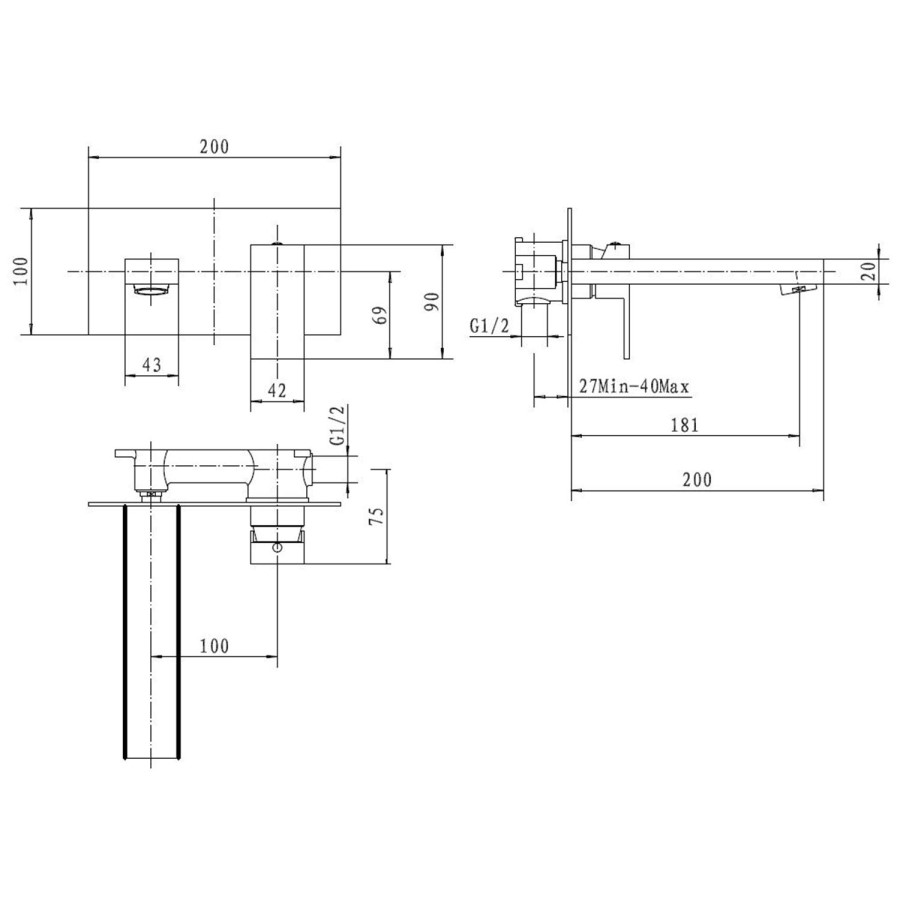 Mariana Wall Mounted Basin Mixer Tap