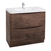 GRADE A1 - Walnut Free Standing Bathroom Vanity Unit & Basin - W900 x H850mm - Oakland