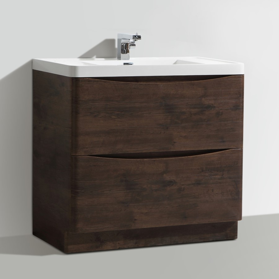 GRADE A1 - Walnut Free Standing Bathroom Vanity Unit & Basin - W900 x H850mm - Oakland