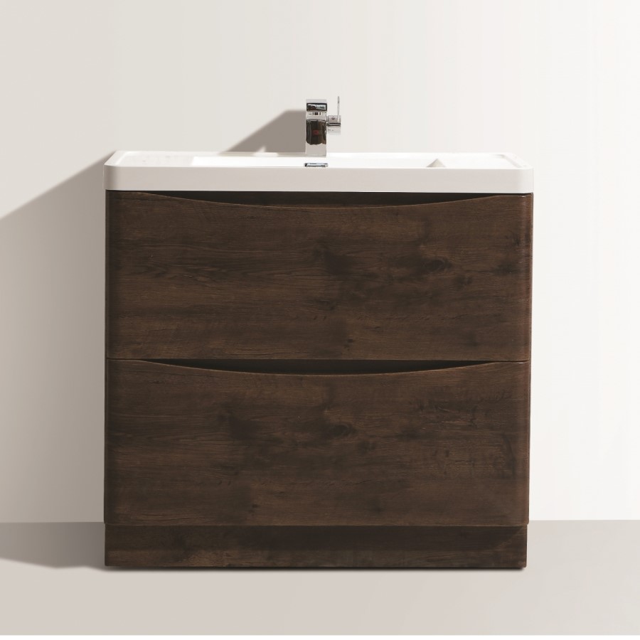 GRADE A1 - Walnut Free Standing Bathroom Vanity Unit & Basin - W900 x H850mm - Oakland