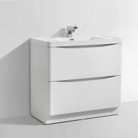 White Free Standing Bathroom Vanity Unit & Basin - W900 x H850mm - Oakland