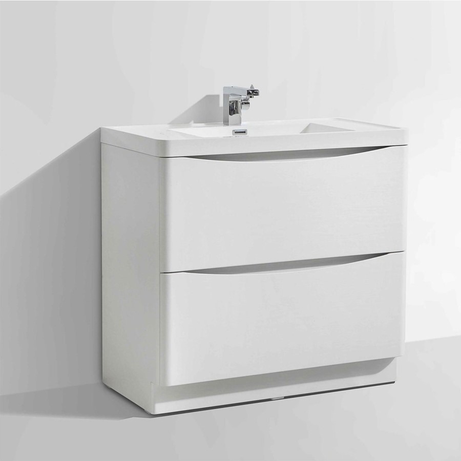White Free Standing Bathroom Vanity Unit & Basin - W900 x H850mm - Oakland