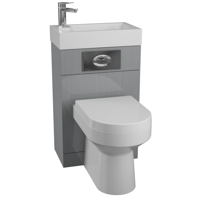 Grey Cloakroom Vanity Unit & Basin with Curve Toilet