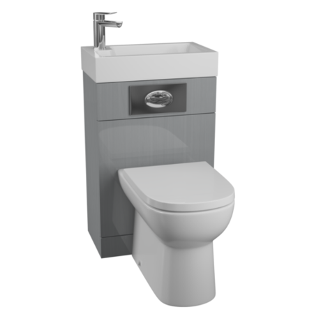 Grey Cloakroom Suite with D-Shape Toilet