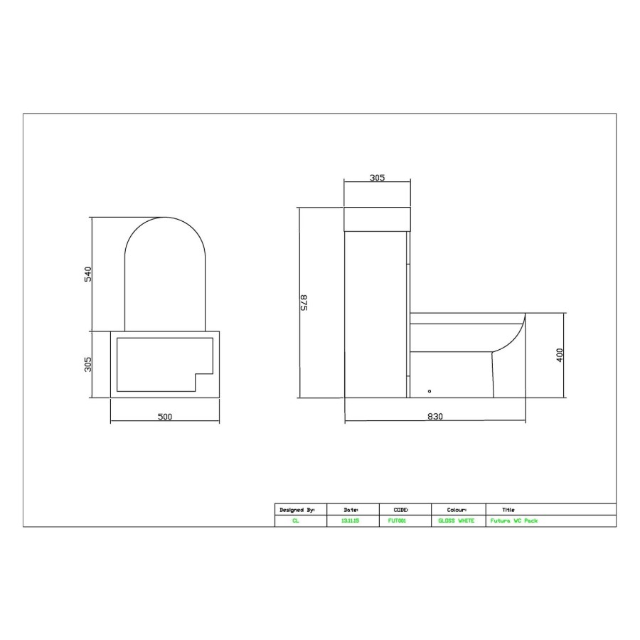 Grey Cloakroom Suite with D-Shape Toilet