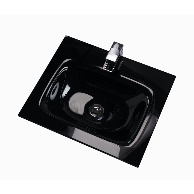Moderno Black Glass Vanity Unit Sink - 500mm Wide