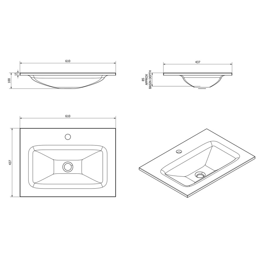 Moderno Black Glass Vanity Unit Sink - 600mm Wide
