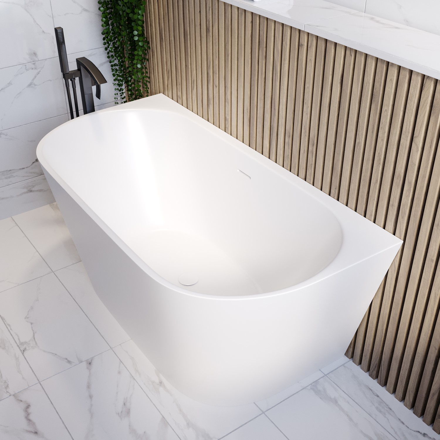Gable White Freestanding Double Ended Back To Wall Bath 1500 X 750Mm