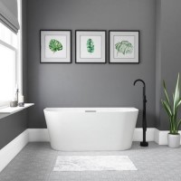 GRADE A1 - Gable Modern Back To Wall Freestanding Bath - 1500 x 745mm