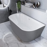 Grey Freestanding Double Ended Back to Wall Bath 1500 x 745mm - Gable
