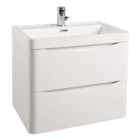White Wall Hung Bathroom Vanity Unit & Basin - 600mm Wide