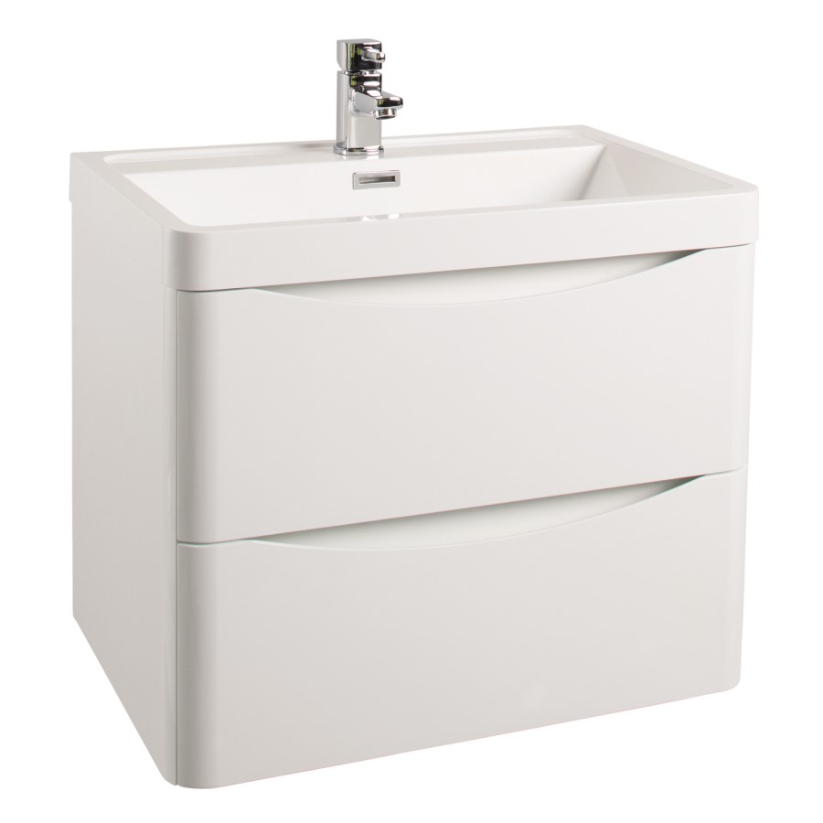 White Wall Hung Bathroom Vanity Unit & Basin - 600mm Wide