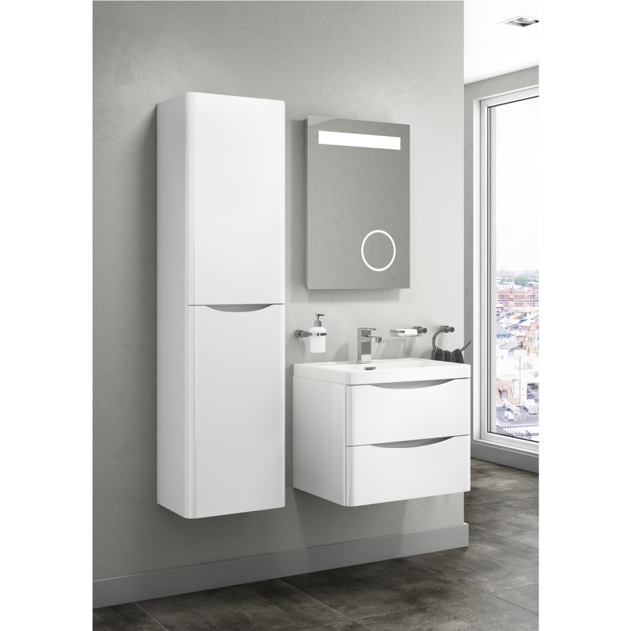 White Wall Hung Bathroom Vanity Unit & Basin - 600mm Wide