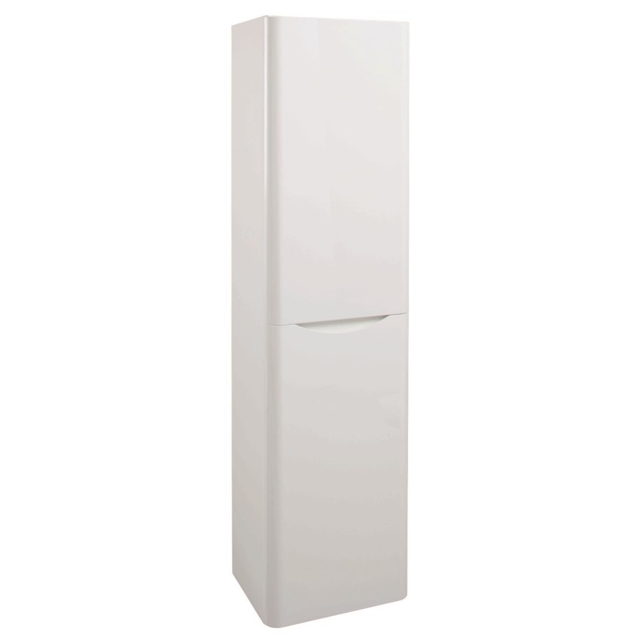 White Wall Hung Tall Bathroom Storage Cabinet - W400 x H1500mm - Oakland