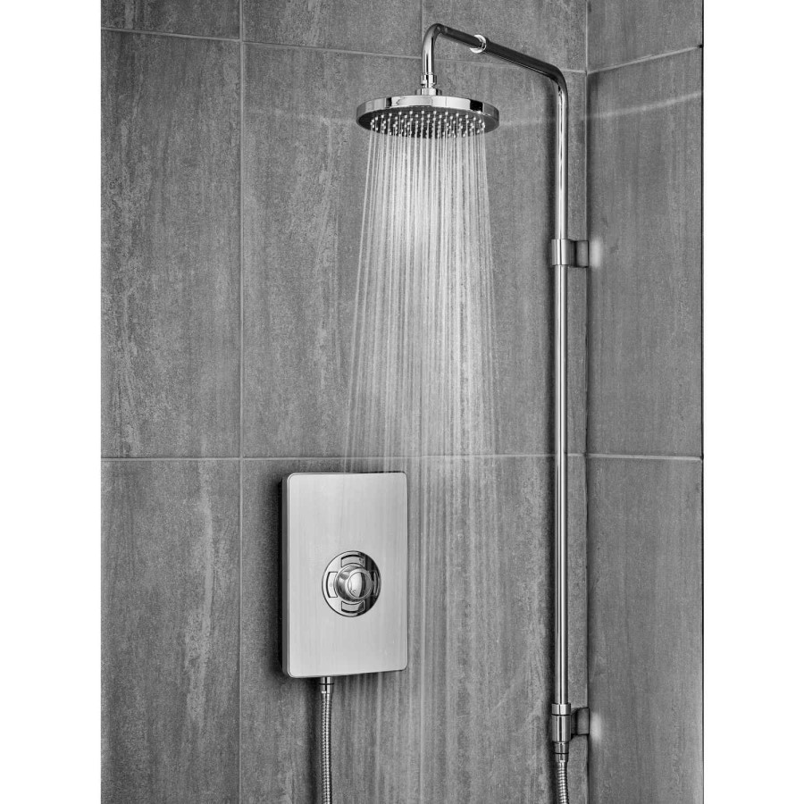 Triton 9.5kW Aspirante UNIQ® Electric Shower - Brushed Steel Effect