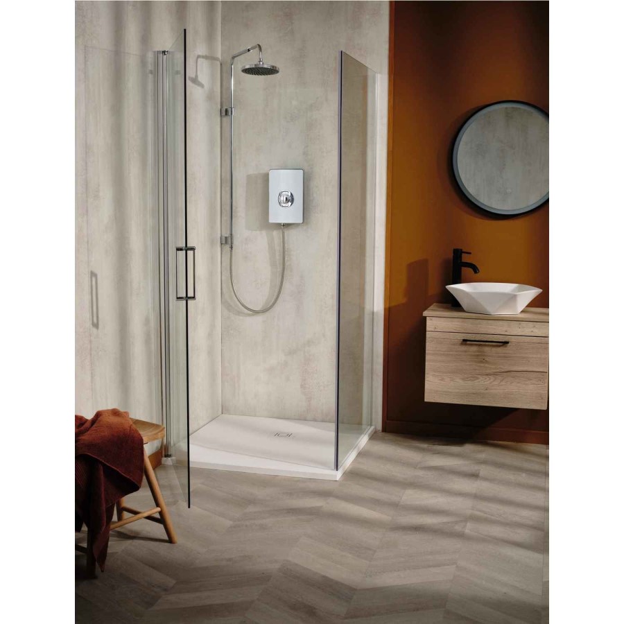 Triton 9.5kW Aspirante UNIQ® Electric Shower - Brushed Steel Effect