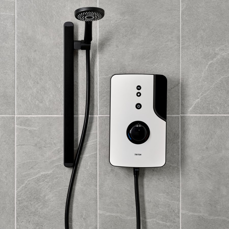 Triton Enlight 9.5kW Thermostatic Electric Shower with Back to Wall Kit - White