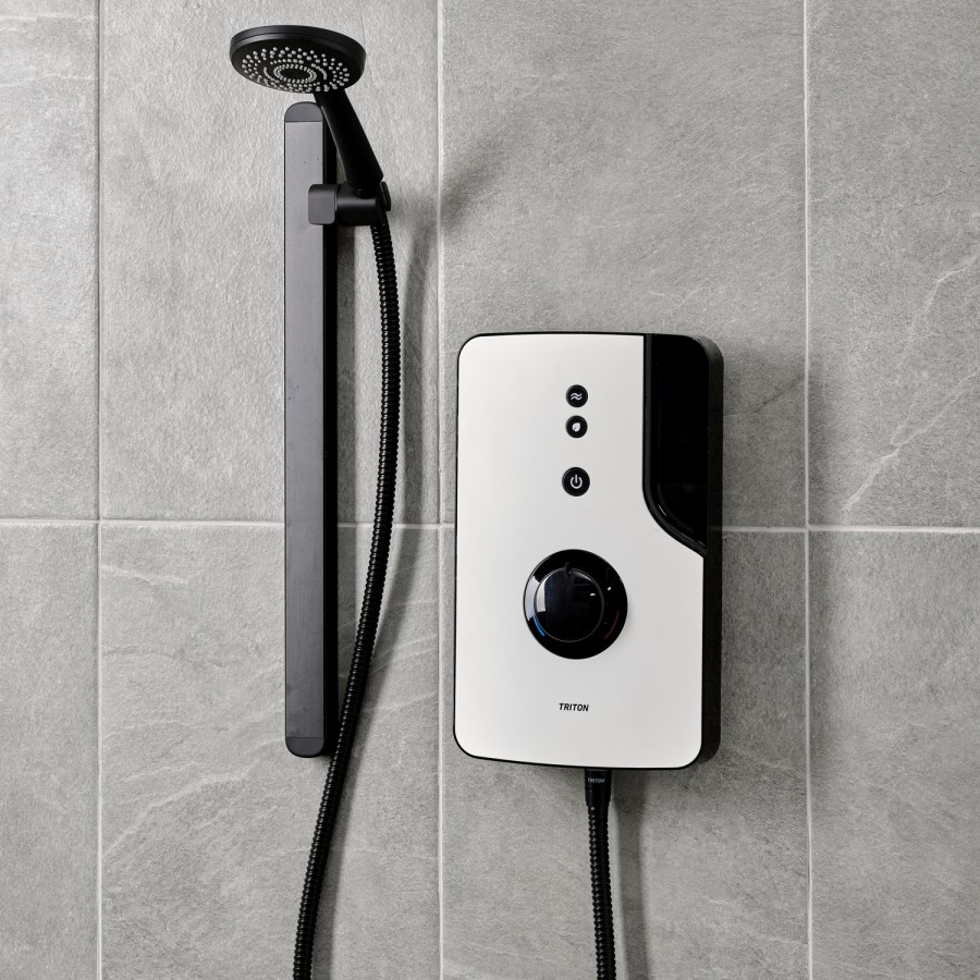 Triton Enlight 9.5kW Thermostatic Electric Shower with Back to Wall Kit - White