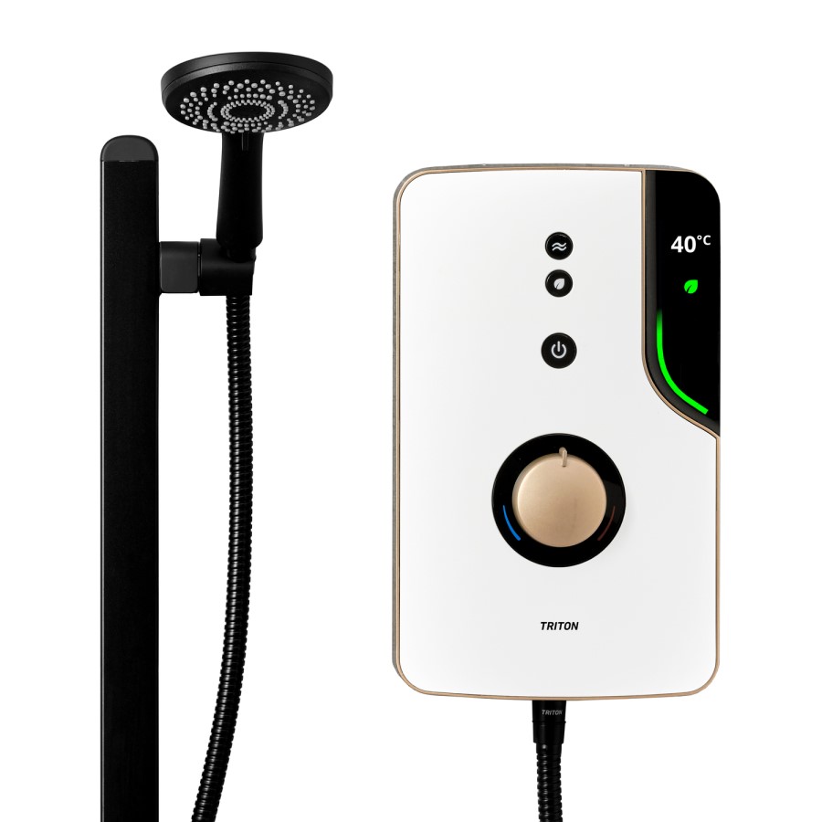 Triton Enlight 9.5kW Thermostatic Electric Shower with Back to Wall Kit - Taupe