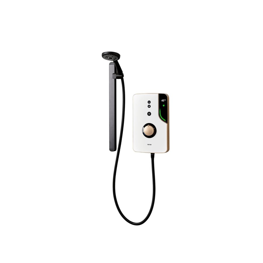 Triton Enlight 9.5kW Thermostatic Electric Shower with Back to Wall Kit - Taupe