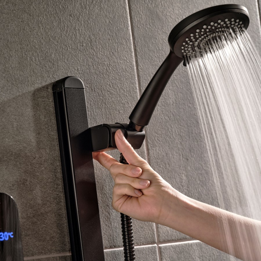 Triton Enlight 9.5kW Thermostatic Electric Shower with Back to Wall Kit - Taupe