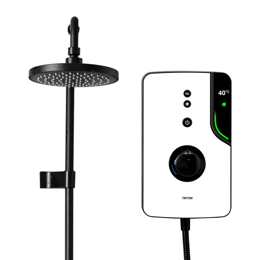 Triton - ENlight Electric Shower Black 9.5kW with UNIQ® White Kit