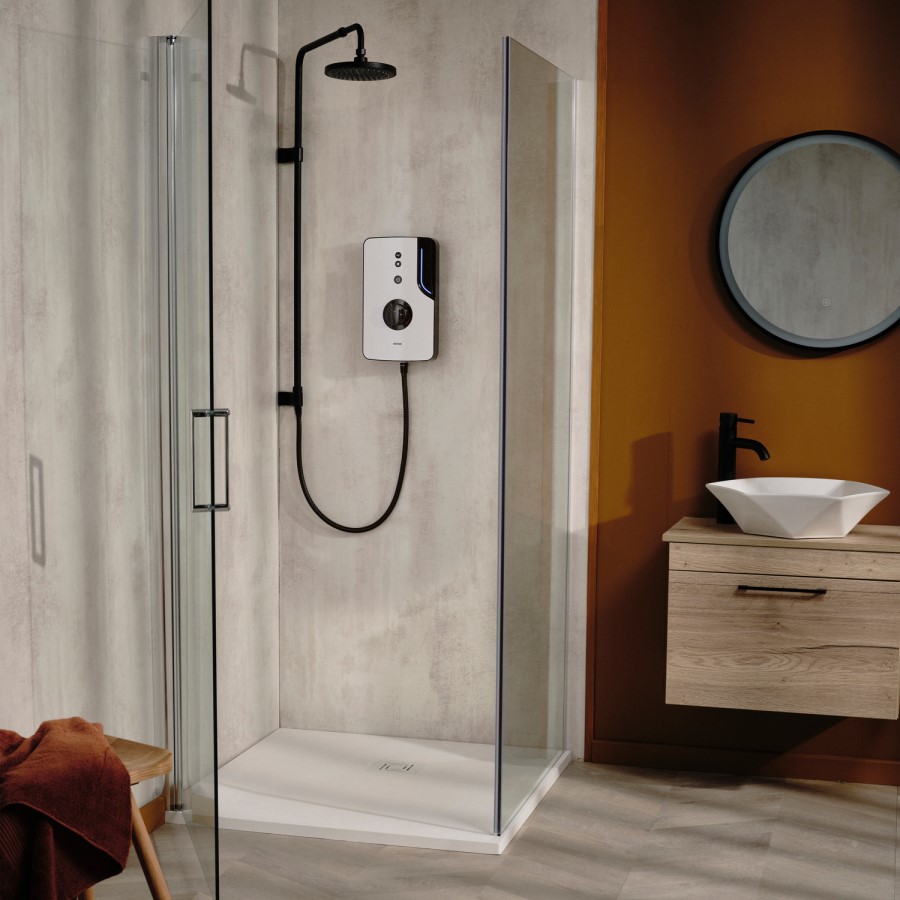 Triton - ENlight Electric Shower Black 9.5kW with UNIQ® White Kit